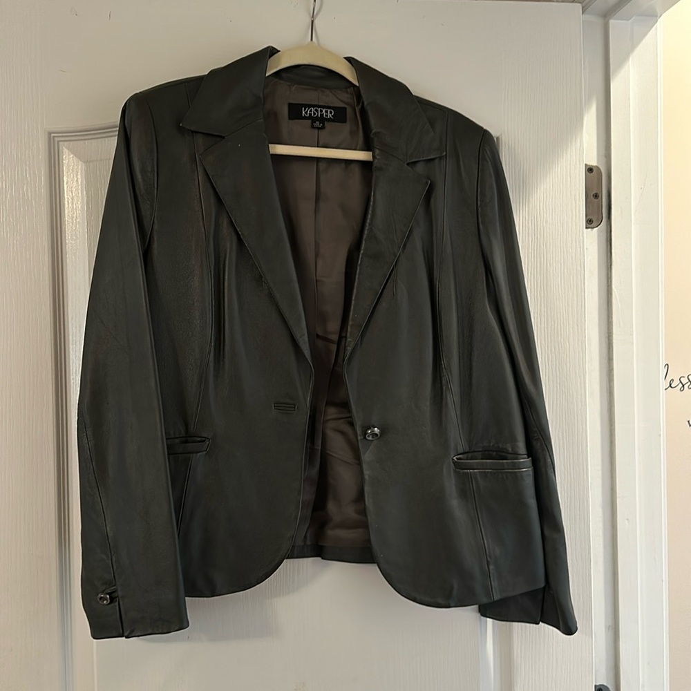 Kasper Leather Blazer